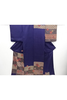 Kimono with plum, cloisonne...