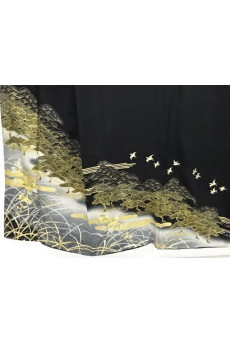 Kimono with matsubara and flower patterns